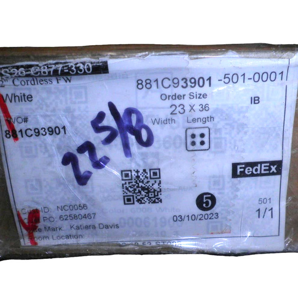 Custom White Cordless 2" Faux Wood Blinds, Room Darkening - 23"W x 36"L - Picture 7 of 9